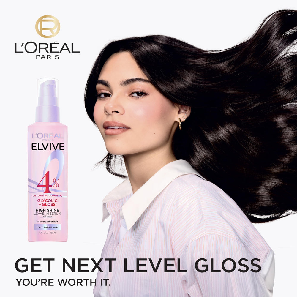 L'Oreal Paris close-up of serum drop texture, shows lightweight smoothing finish