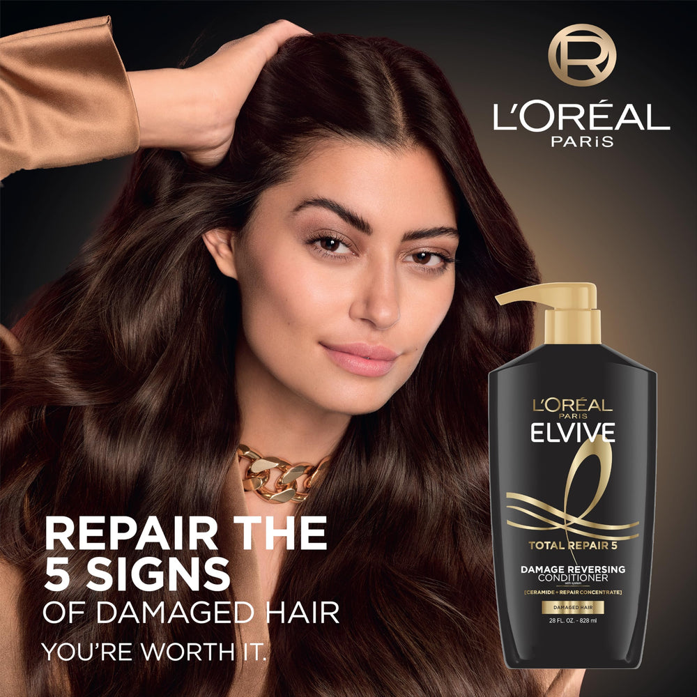 L'Oreal Paris Elvive dispensing a drop to illustrate concentrated protein benefit