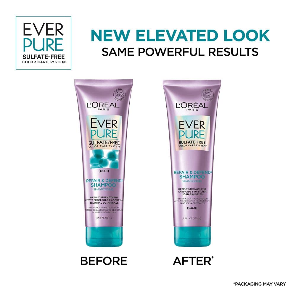 L'Oreal Paris EverPure back label close-up highlighting ingredient benefits and directions
