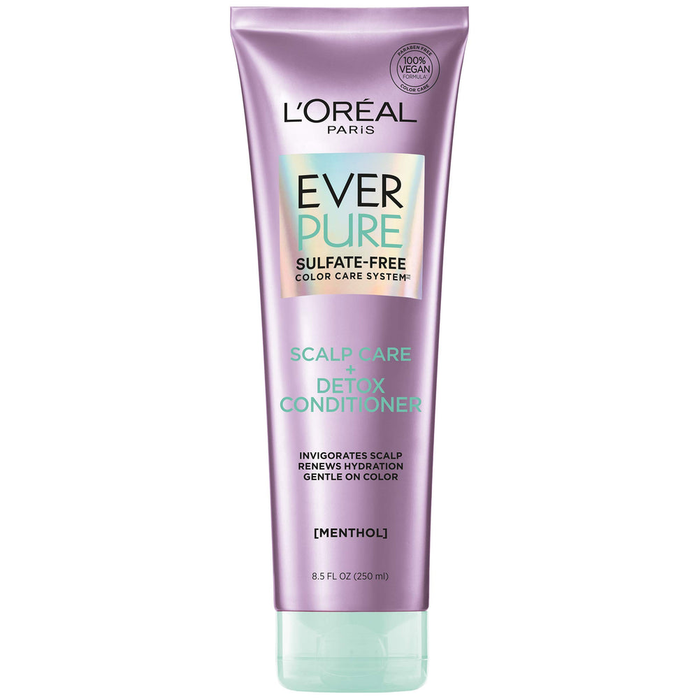 L'Oreal product front packaging showing bottle and brand benefits