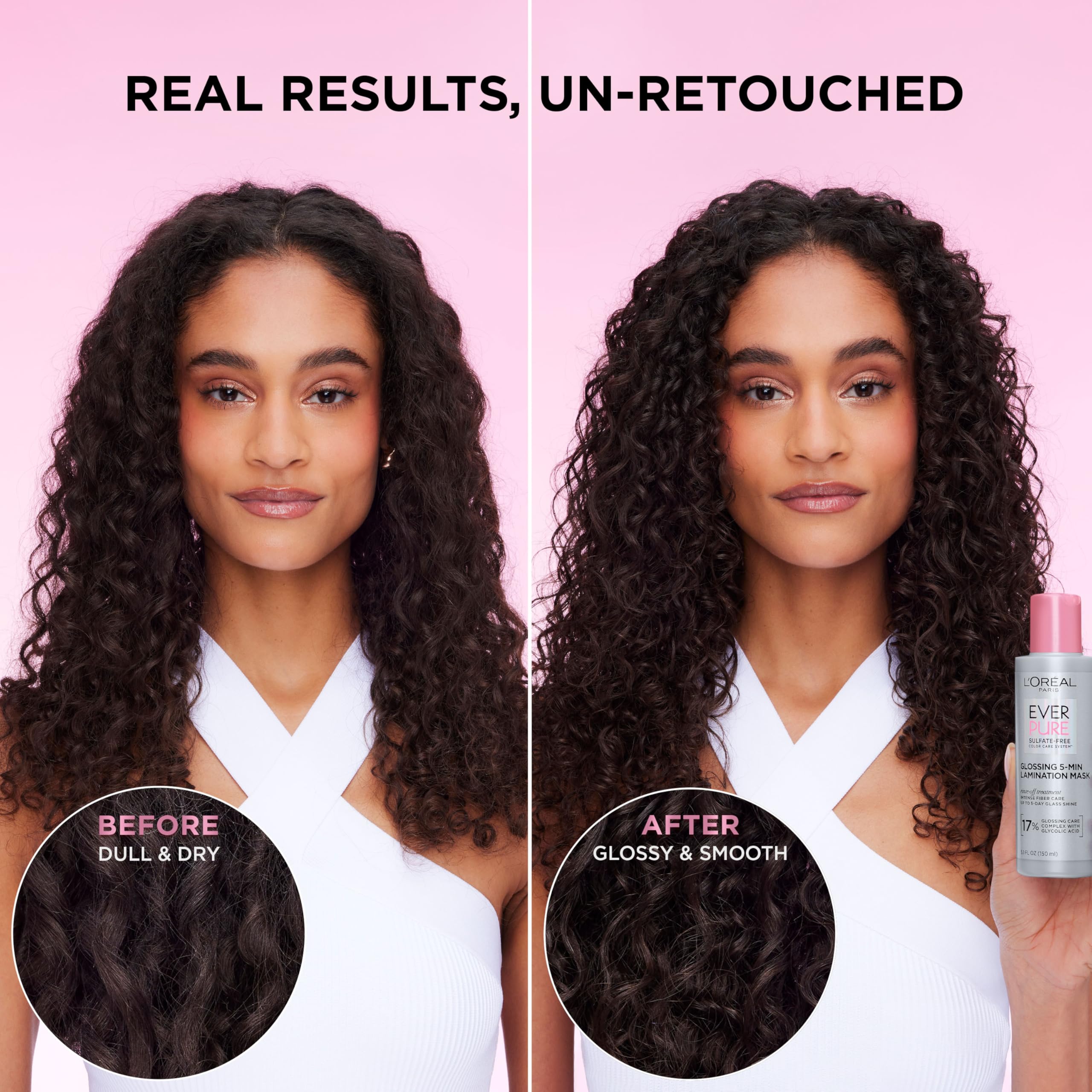 L'Oreal Paris product label close-up listing glycolic acid and clean ingredients
