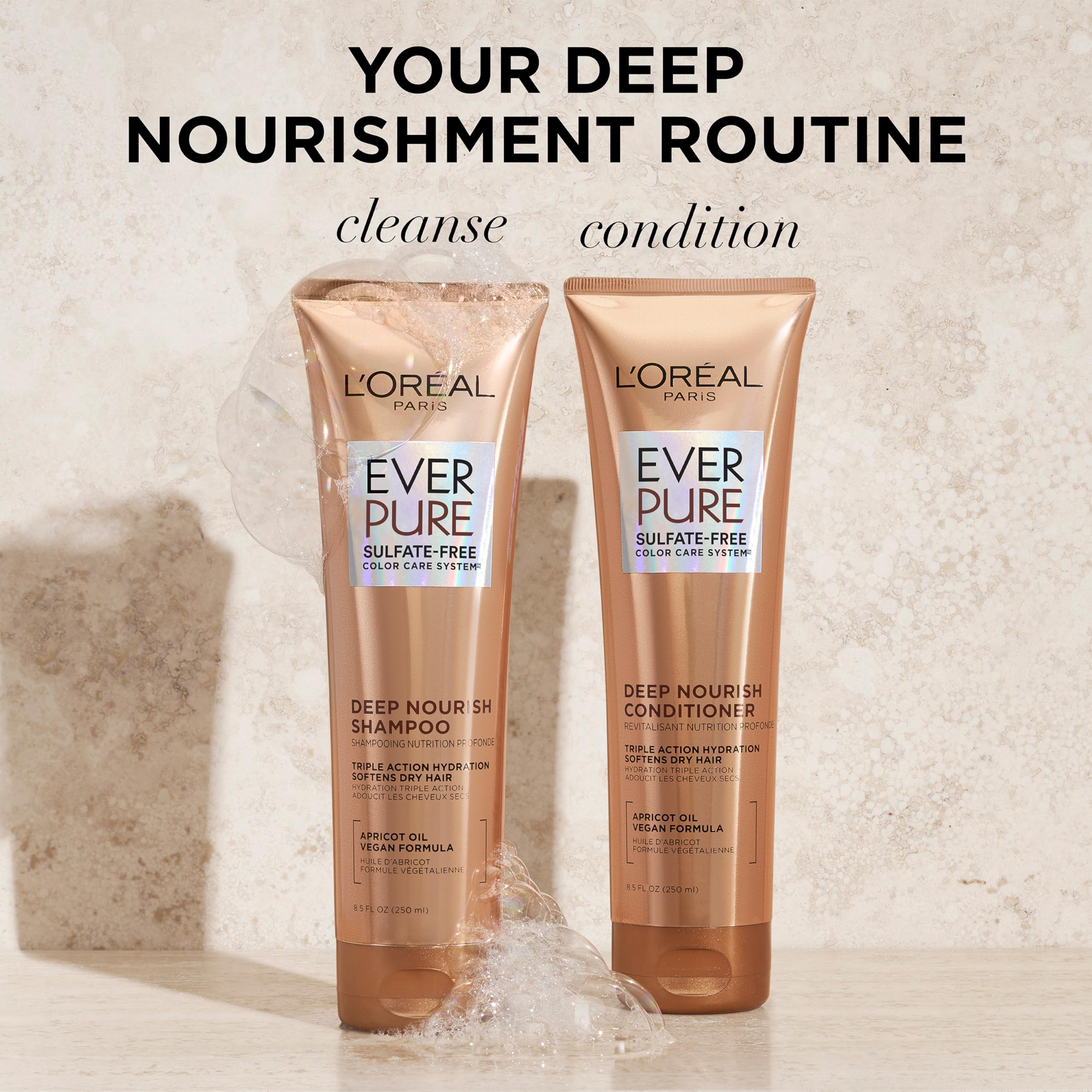 L'Oréal Paris EverPure before and after hair showing improved softness