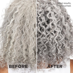 L'Oreal Paris in styling scene with silver-haired model showing polished results