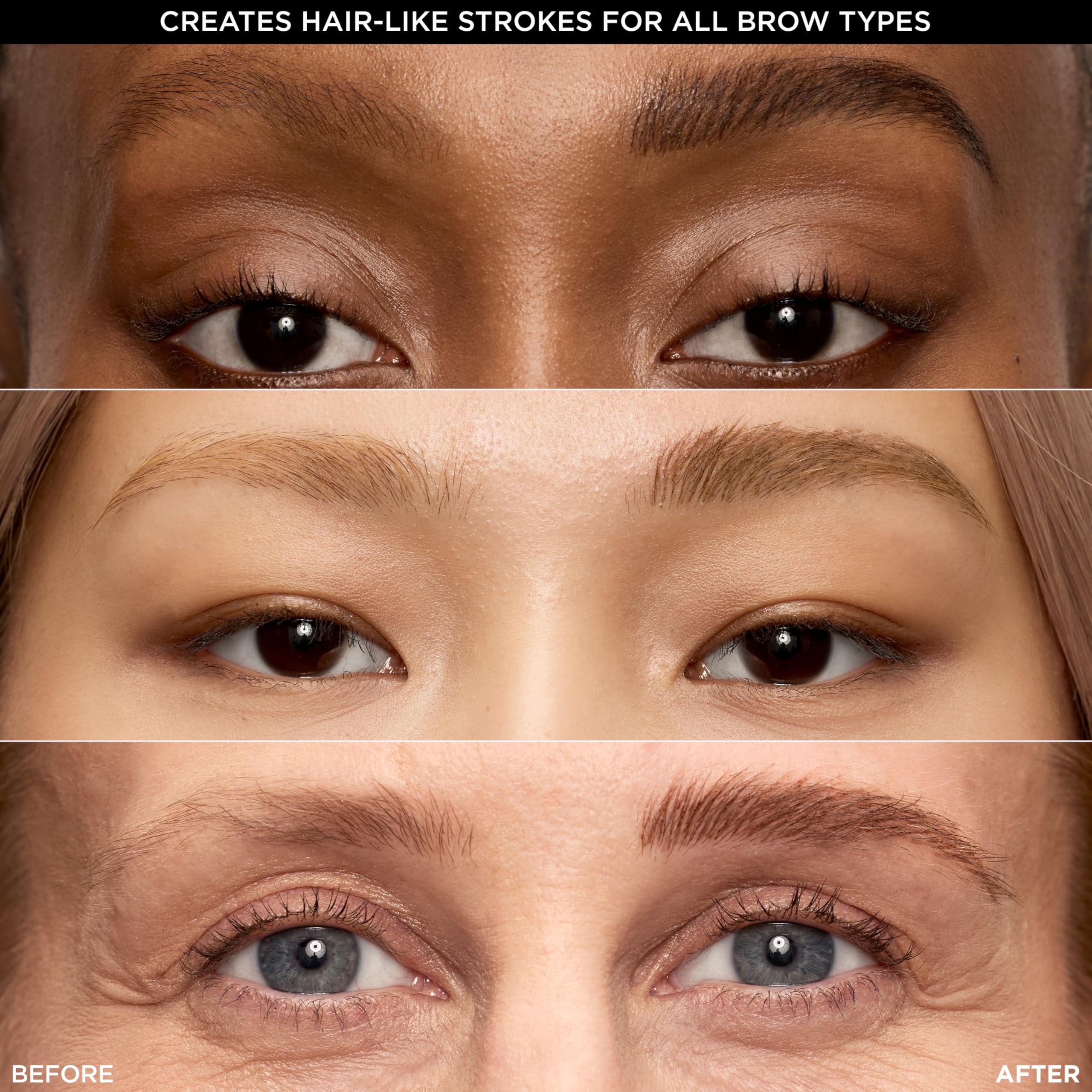 L'Oreal Paris before and after comparison with fuller brow effect