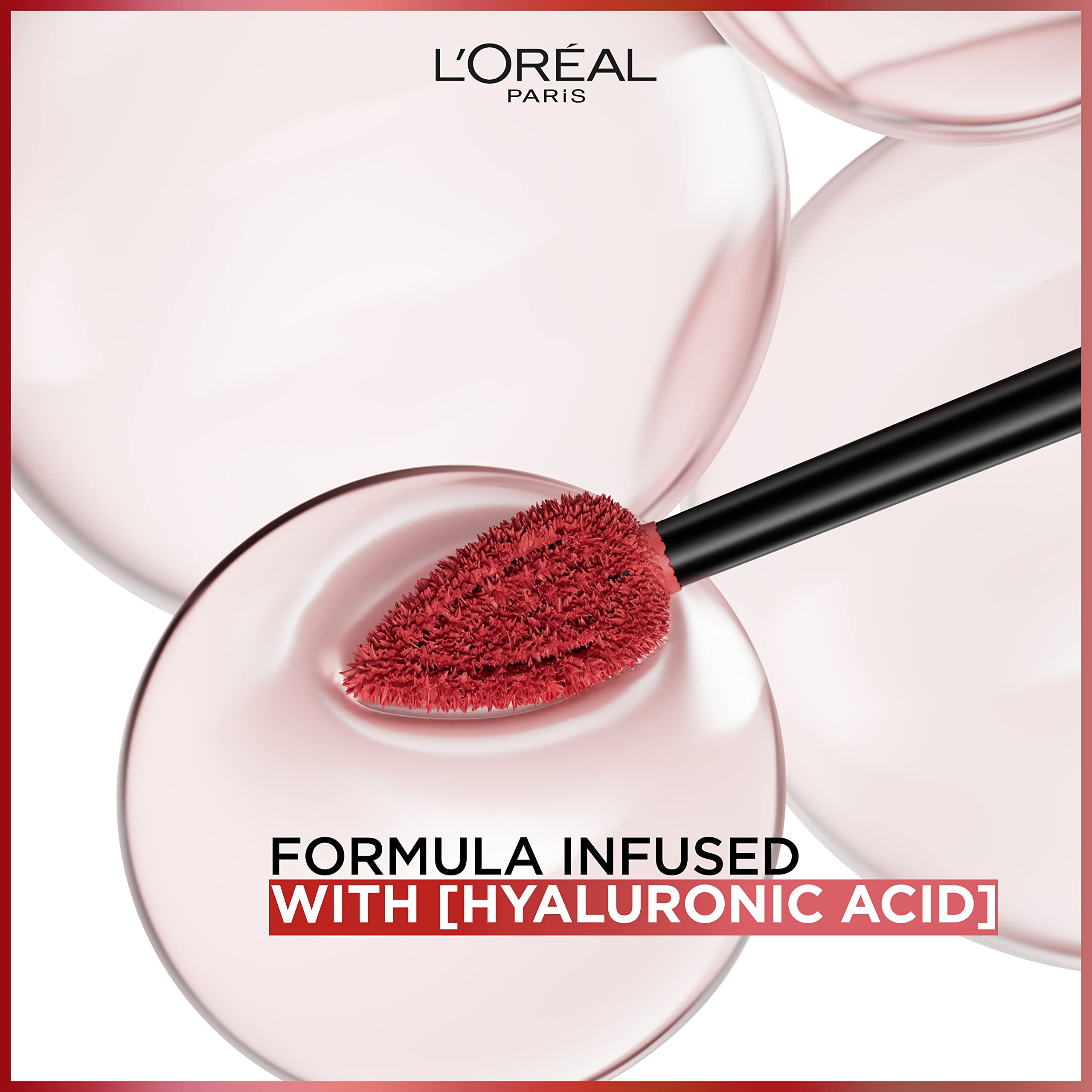L'Oreal Paris First Kiss 600 swatch on lips demonstrating rich matte payoff
