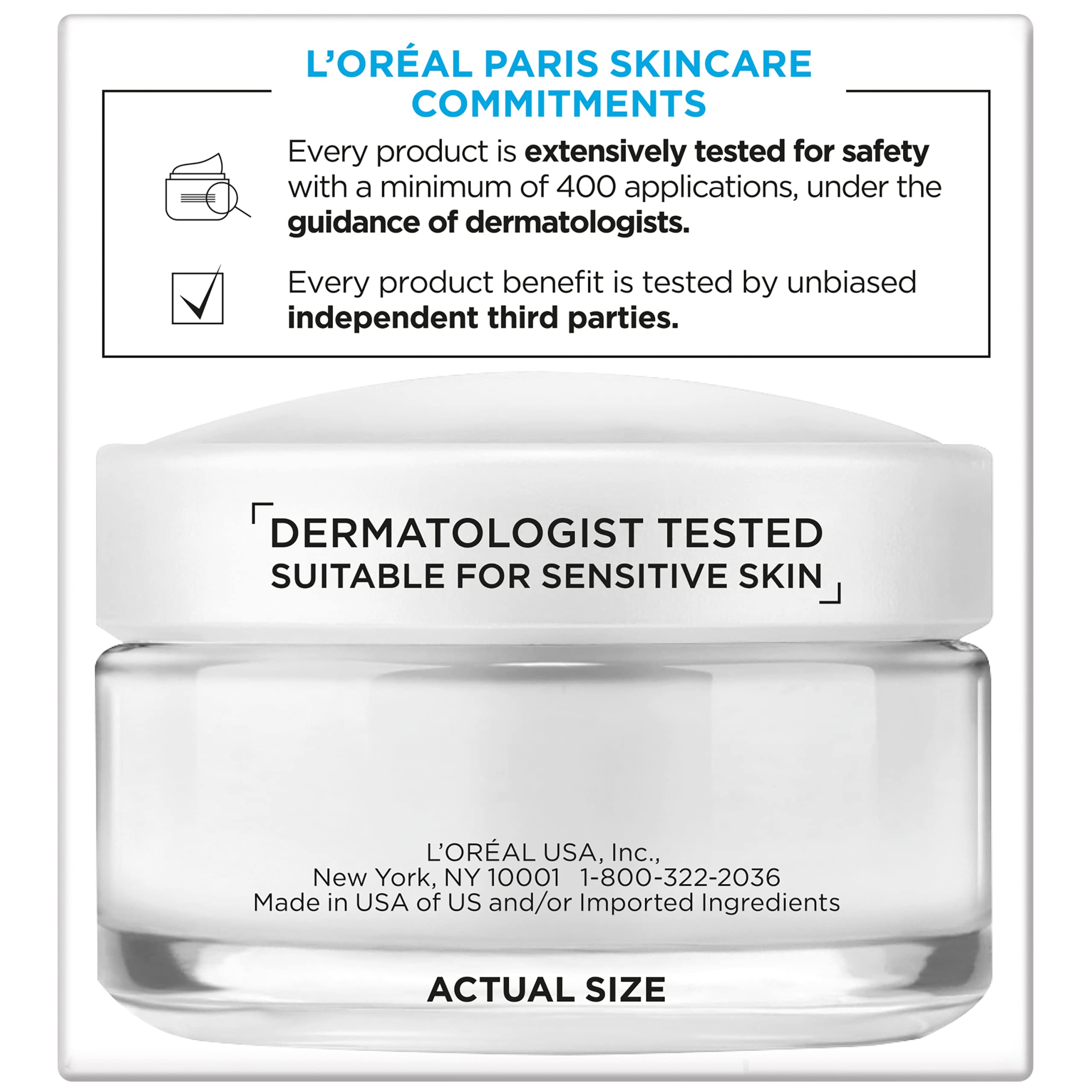 L'Oréal Paris open jar revealing cream consistency and application amount benefit