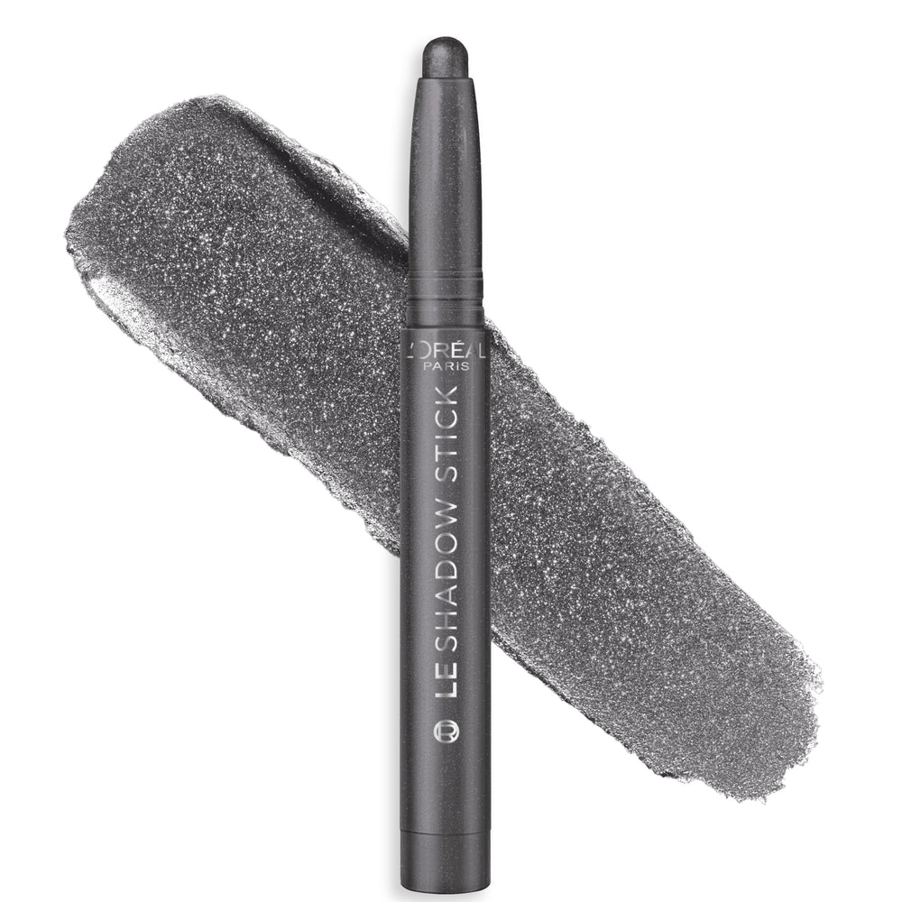 L'Oreal Paris Le Shadow Stick front packaging showing Moonlit Metal shade benefits