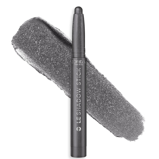 L'Oreal Paris Le Shadow Stick front packaging showing Moonlit Metal shade benefits