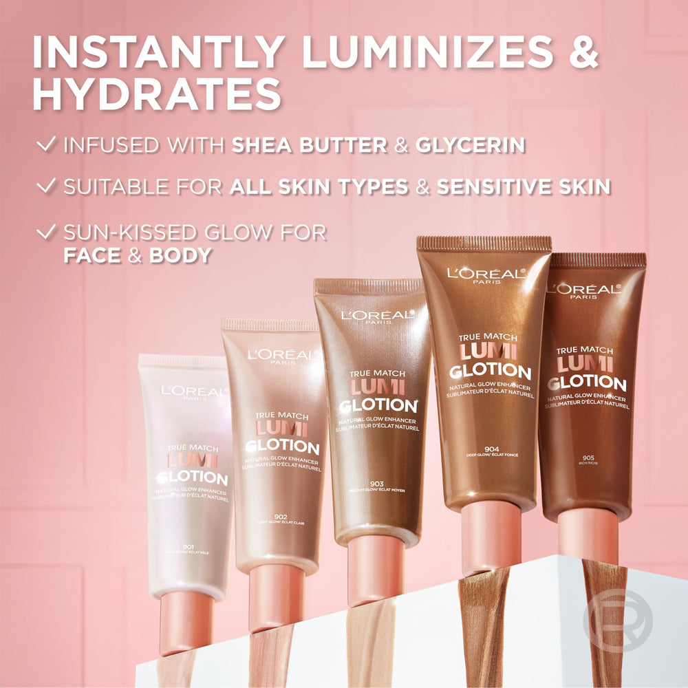 L'Oreal Paris shoulder shimmer from Lumi Glotion creating sun-kissed radiance