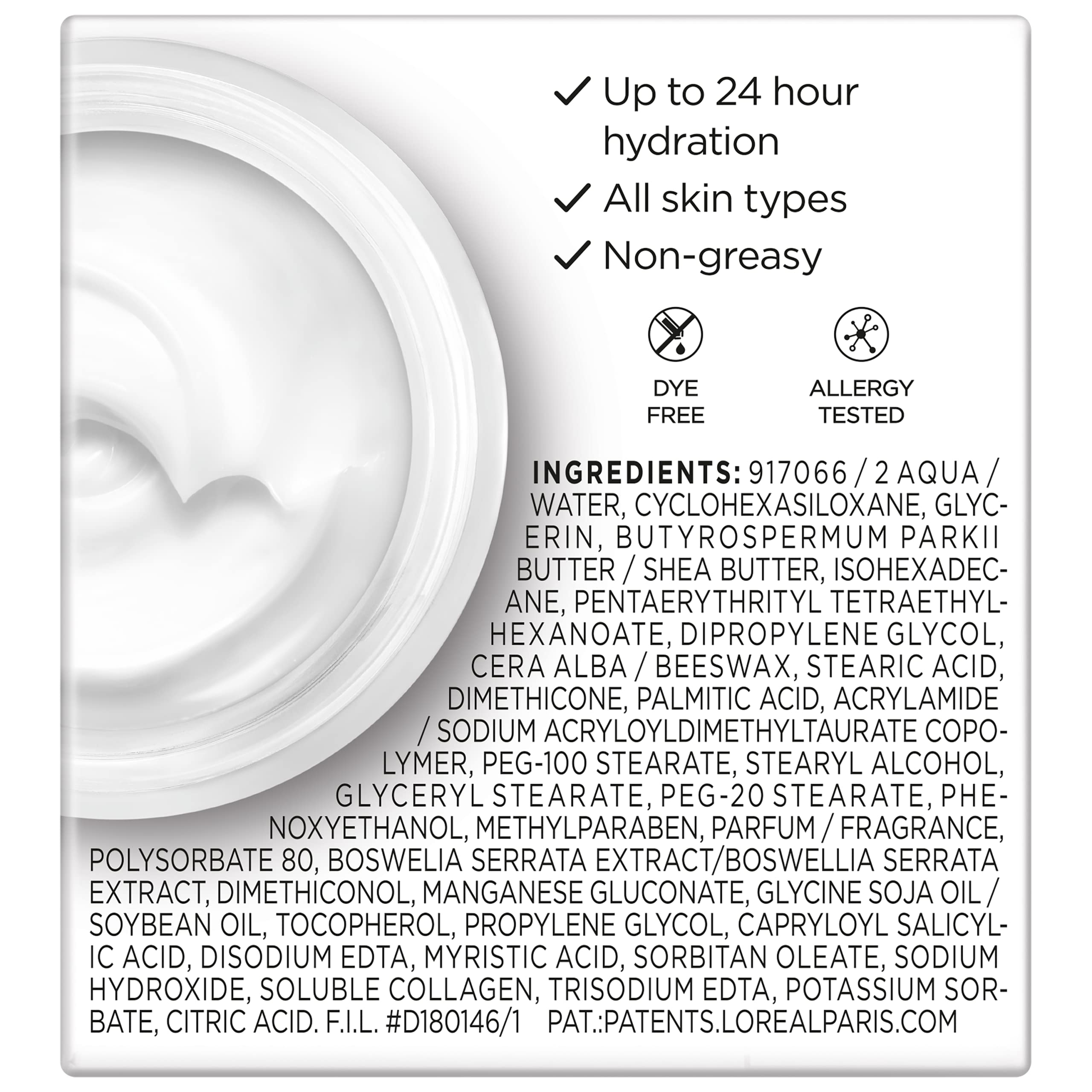 L'Oréal Paris moisturizer being applied to face and neck to show easy absorption