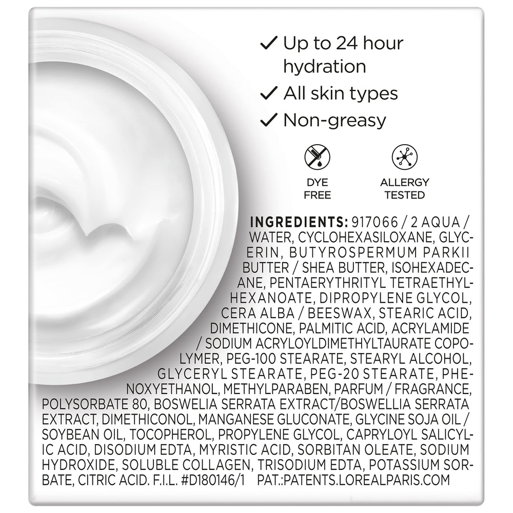 L'Oréal Paris moisturizer being applied to face and neck to show easy absorption