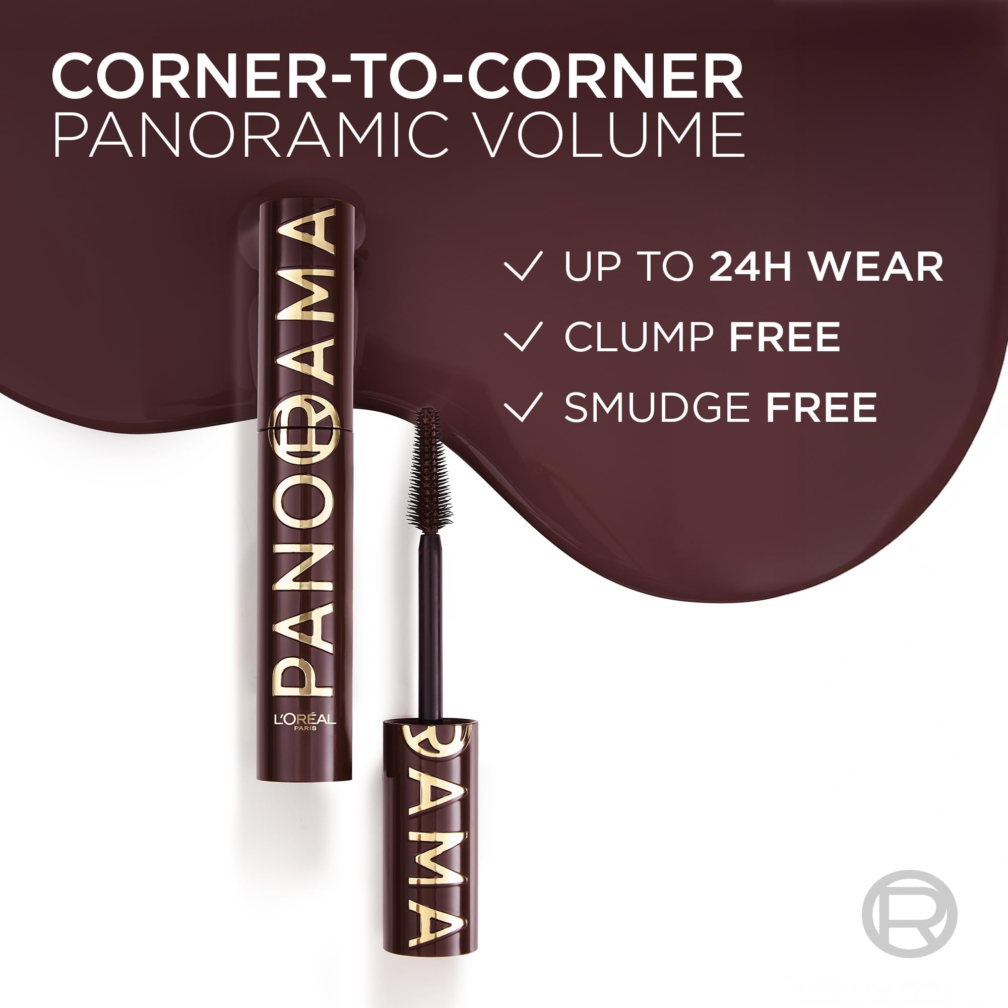 L'Oreal Paris brush applying mascara to outer corner for panoramic lash coverage