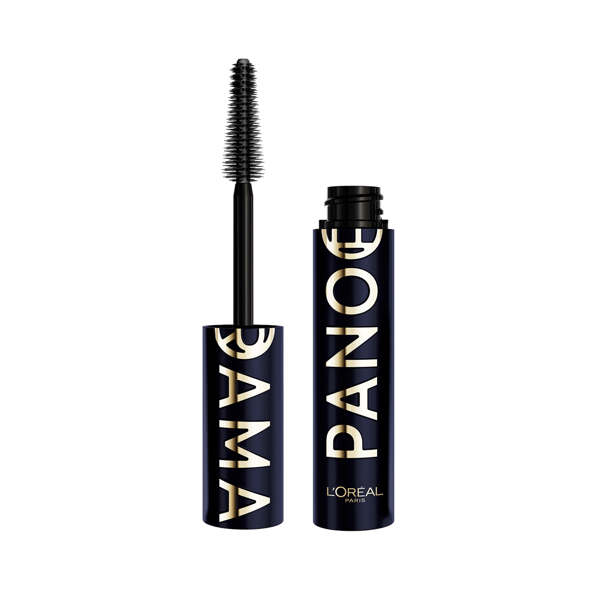 L'Oreal Paris front tube of Panorama Chromatic blue mascara showing product branding and benefit