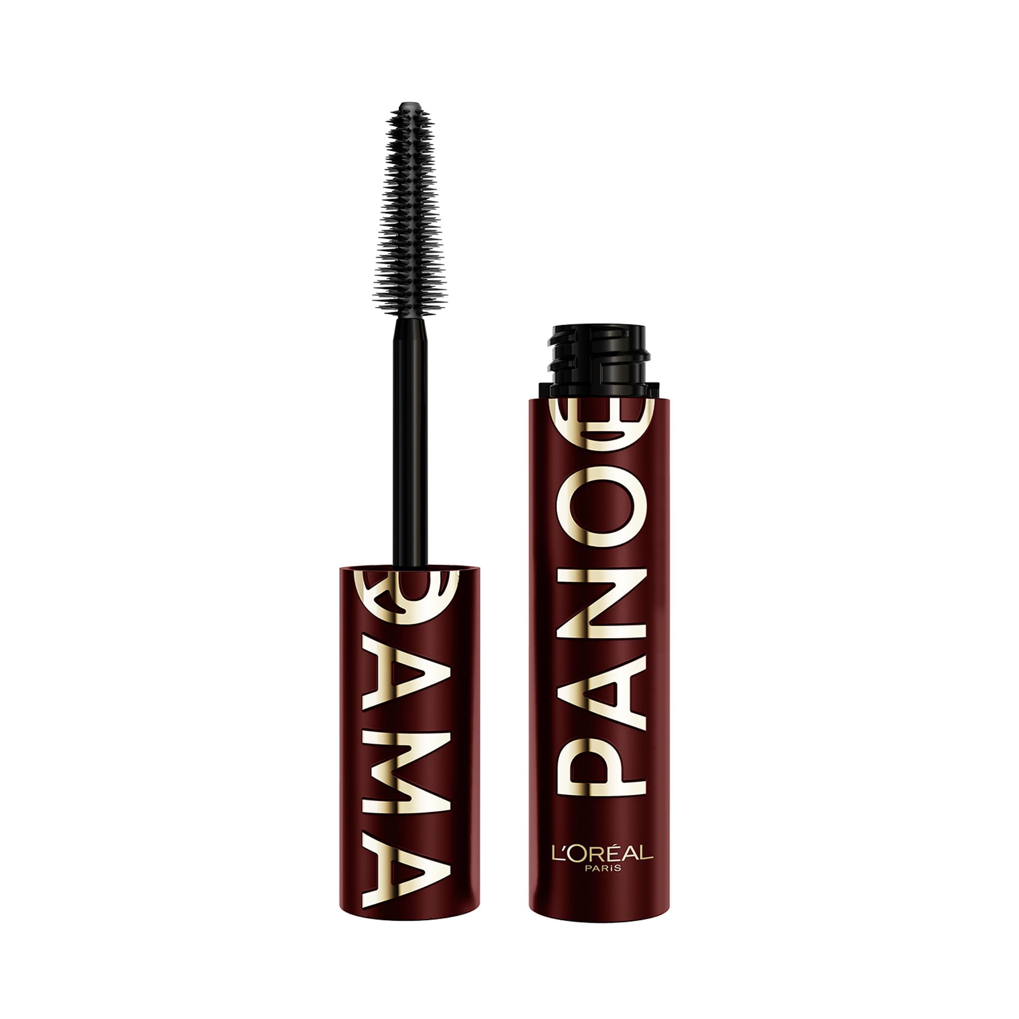 L'Oreal Paris front packaging of Panorama Chromatic in Burgundy Cashmere showing product benefits