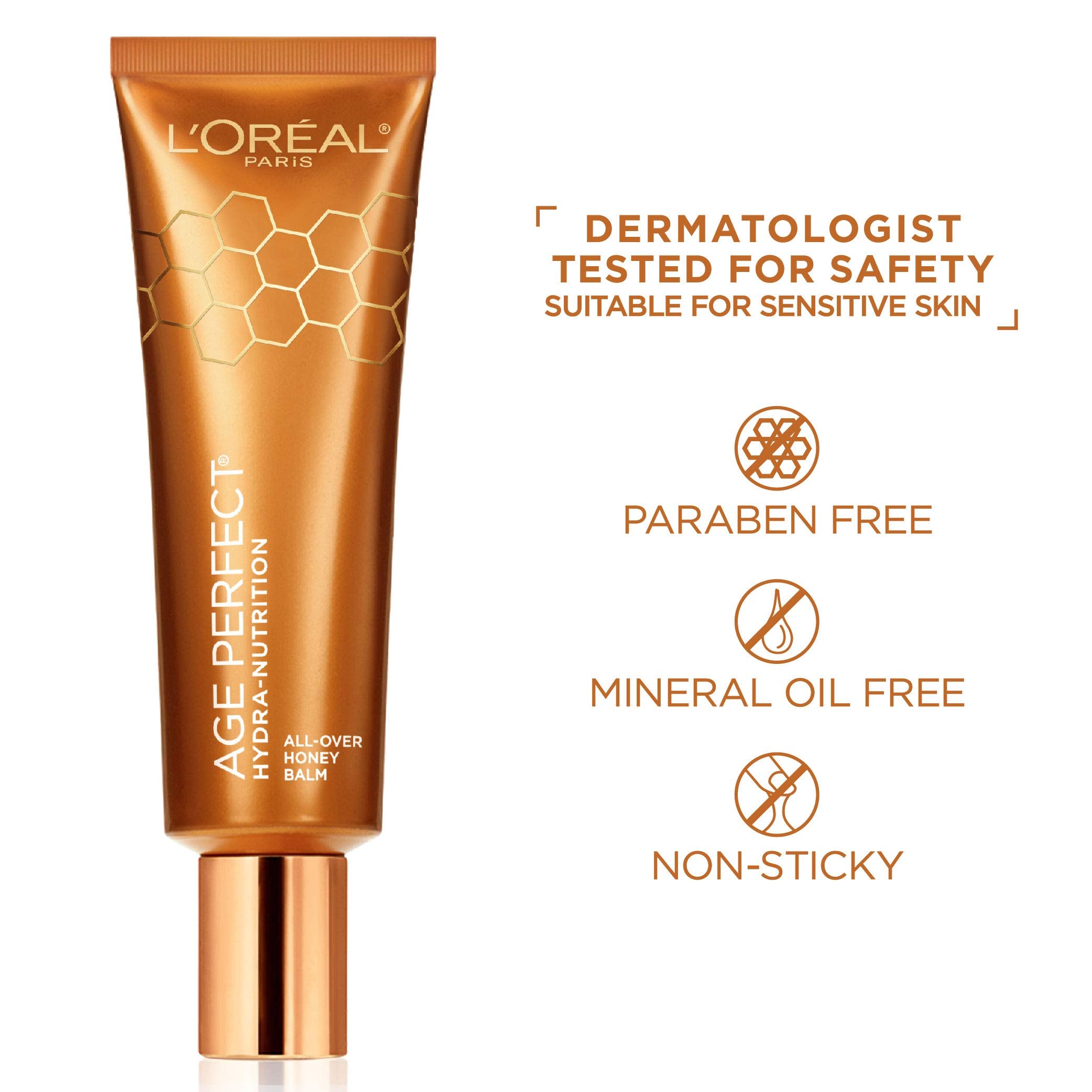 L'Oreal Paris open tube with balm texture, demonstrates quick absorption