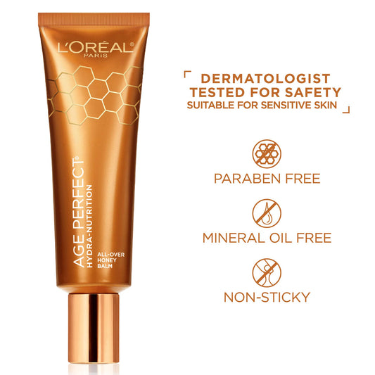 L'Oreal Paris open tube with balm texture, demonstrates quick absorption