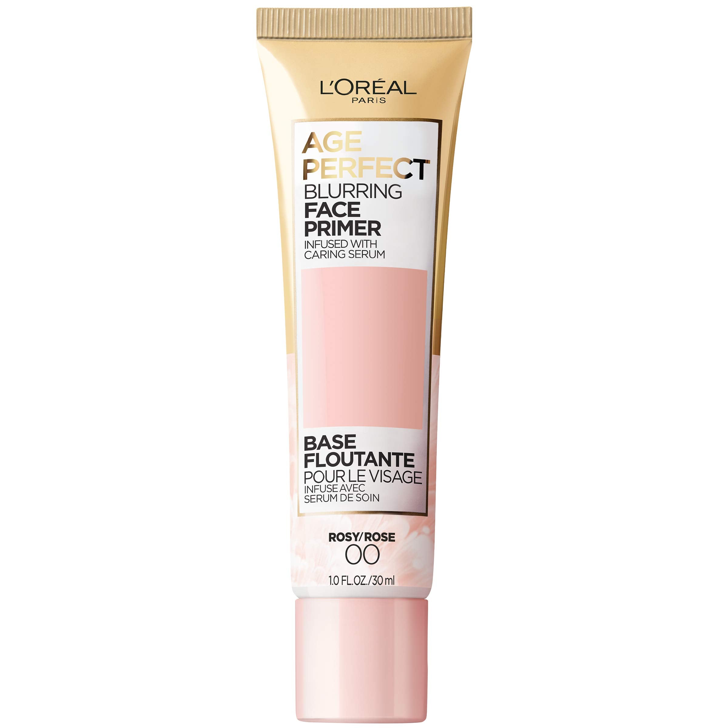 L'Oreal Paris Age Perfect primer front packaging showing rosy tube and label benefit
