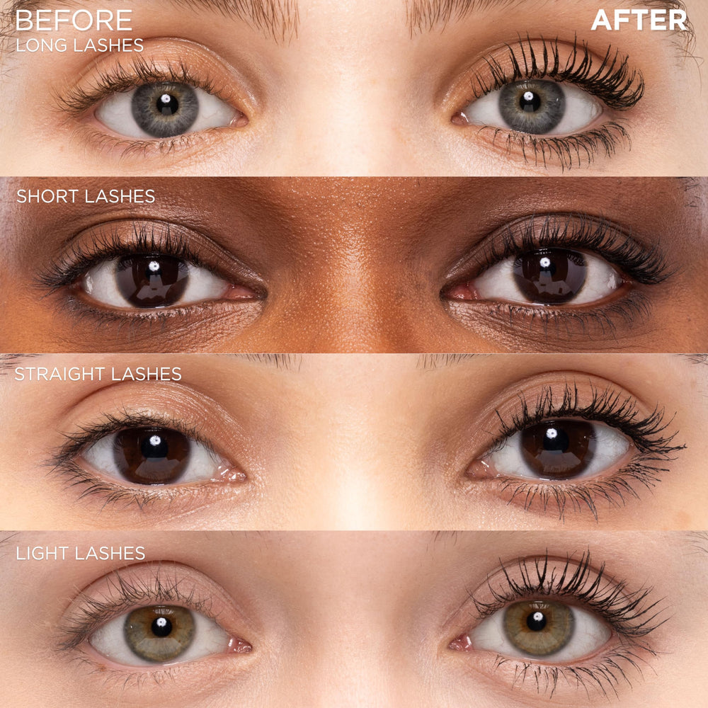 L'Oreal Paris application on lashes showing lifted, separated lashes for dramatic effect