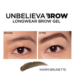 L'Oreal Paris application on model brows showing before and after benefit natural fullness