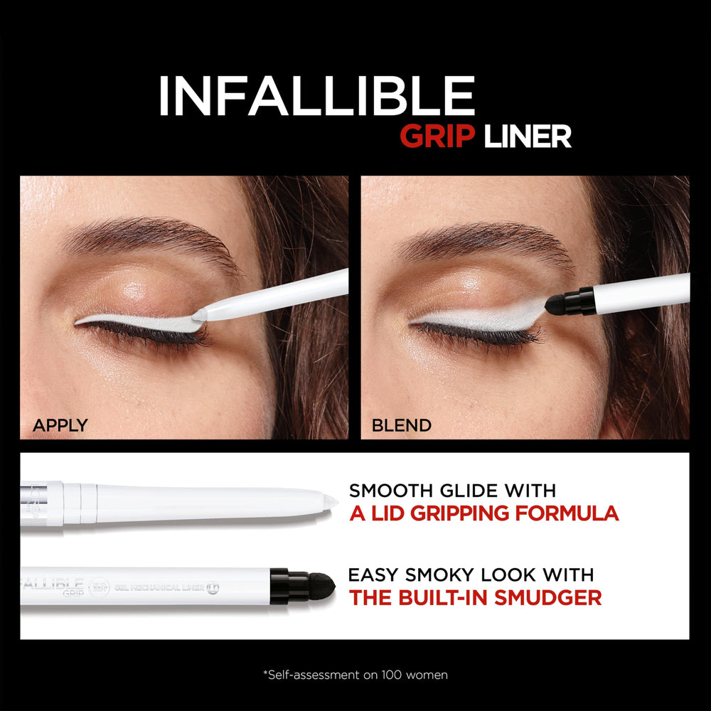 L'Oreal Paris liner applied to model eye demonstrating brightening effect