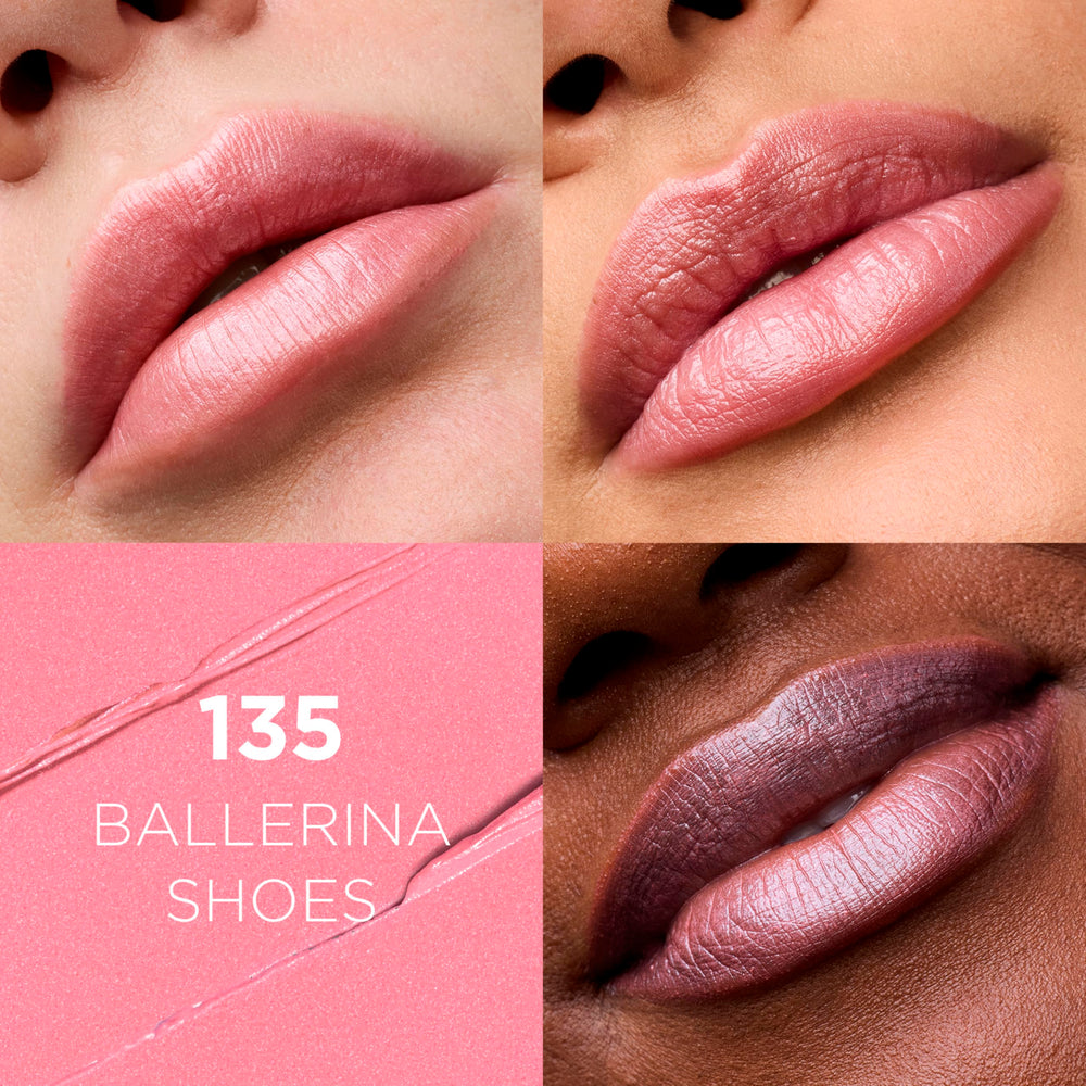 L'Oreal Paris open lipstick tube revealing creamy bullet and smooth glide benefit