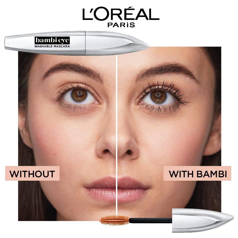 L'Oreal Paris before and after lashes illustrating visible volume and curl benefit
