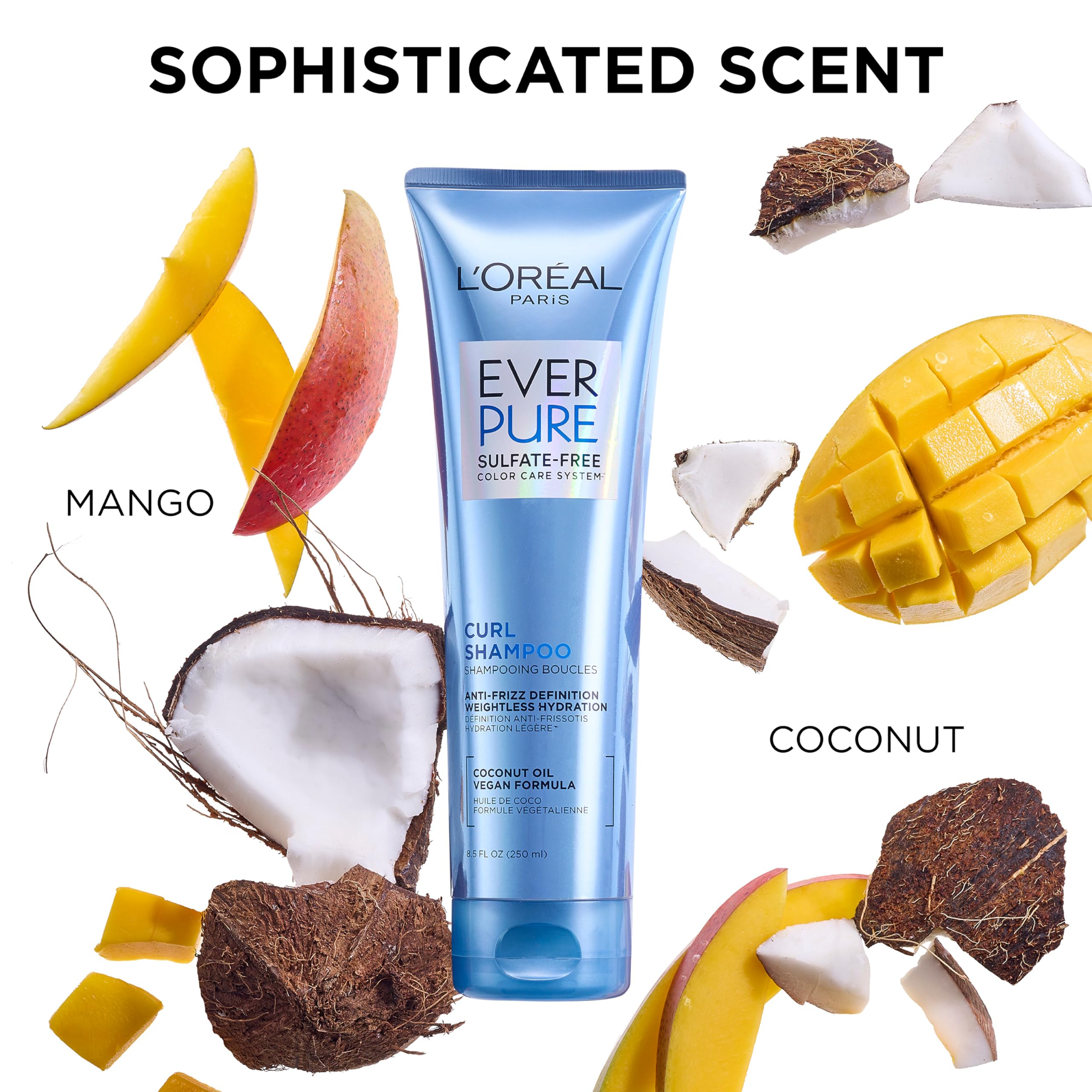 L'Oreal Paris before and after curls showing reduced frizz and definition