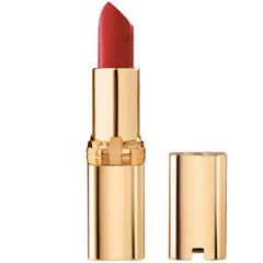 L'Oreal Paris Blazing Lava front view shows vibrant red and satin finish benefit