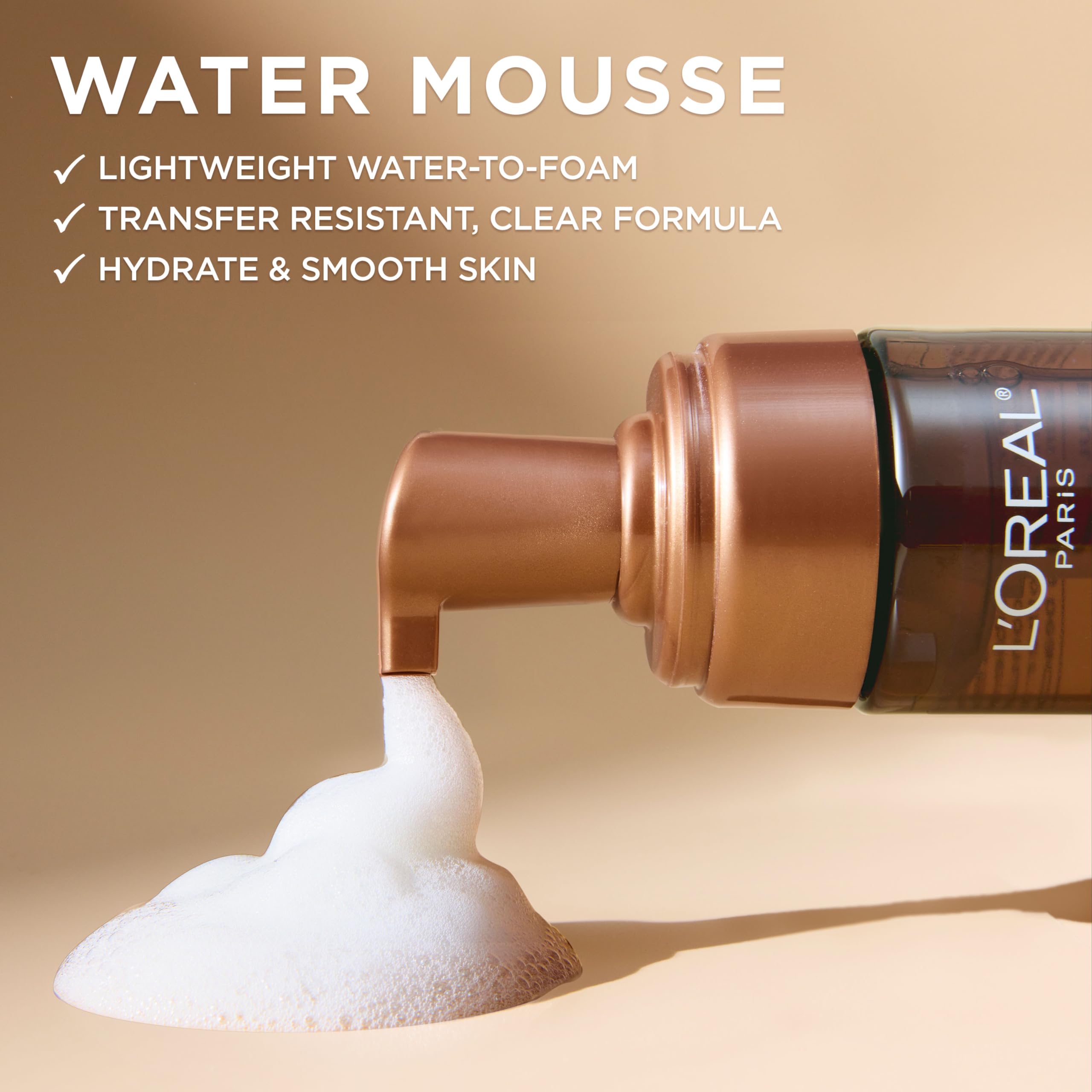 L'Oreal Paris bottle and cap detail highlighting easy dispensing and travel-friendly benefit
