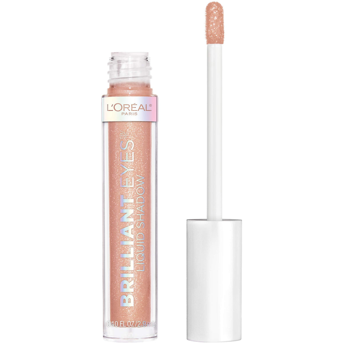 L'Oreal Paris product front packaging showing Rose Gem shimmer, easy-to-read label benefit