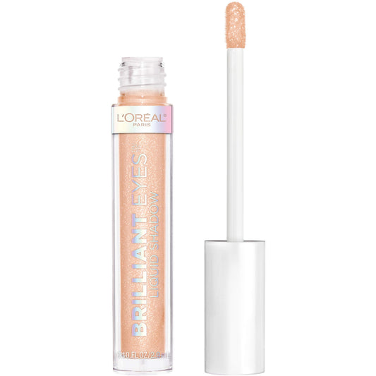 L'Oreal Paris front packaging of brilliant eyes shimmer liquid shadow showing product and label benefit