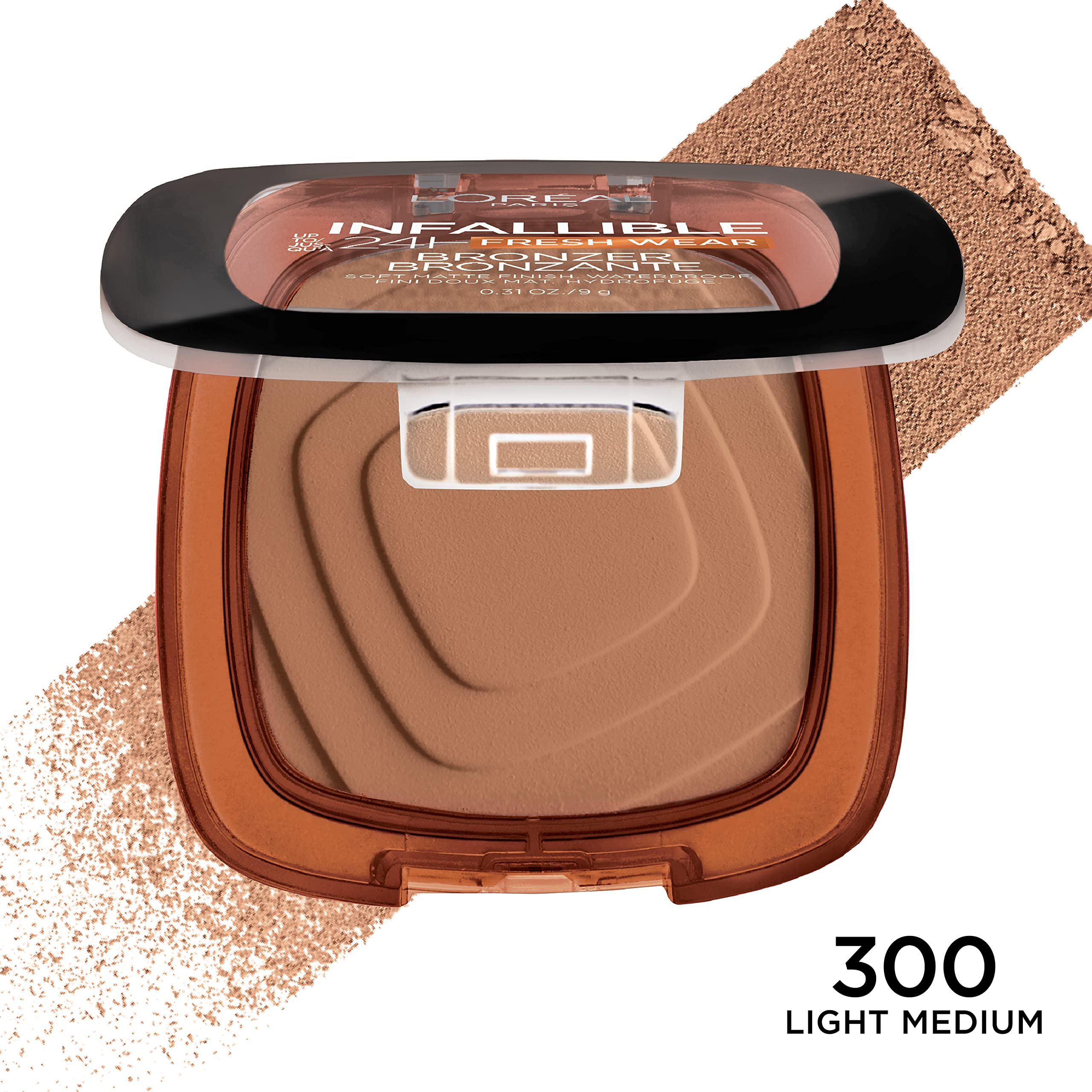 L'Oreal Paris bronzer swatch on arm showing true Light Medium payoff