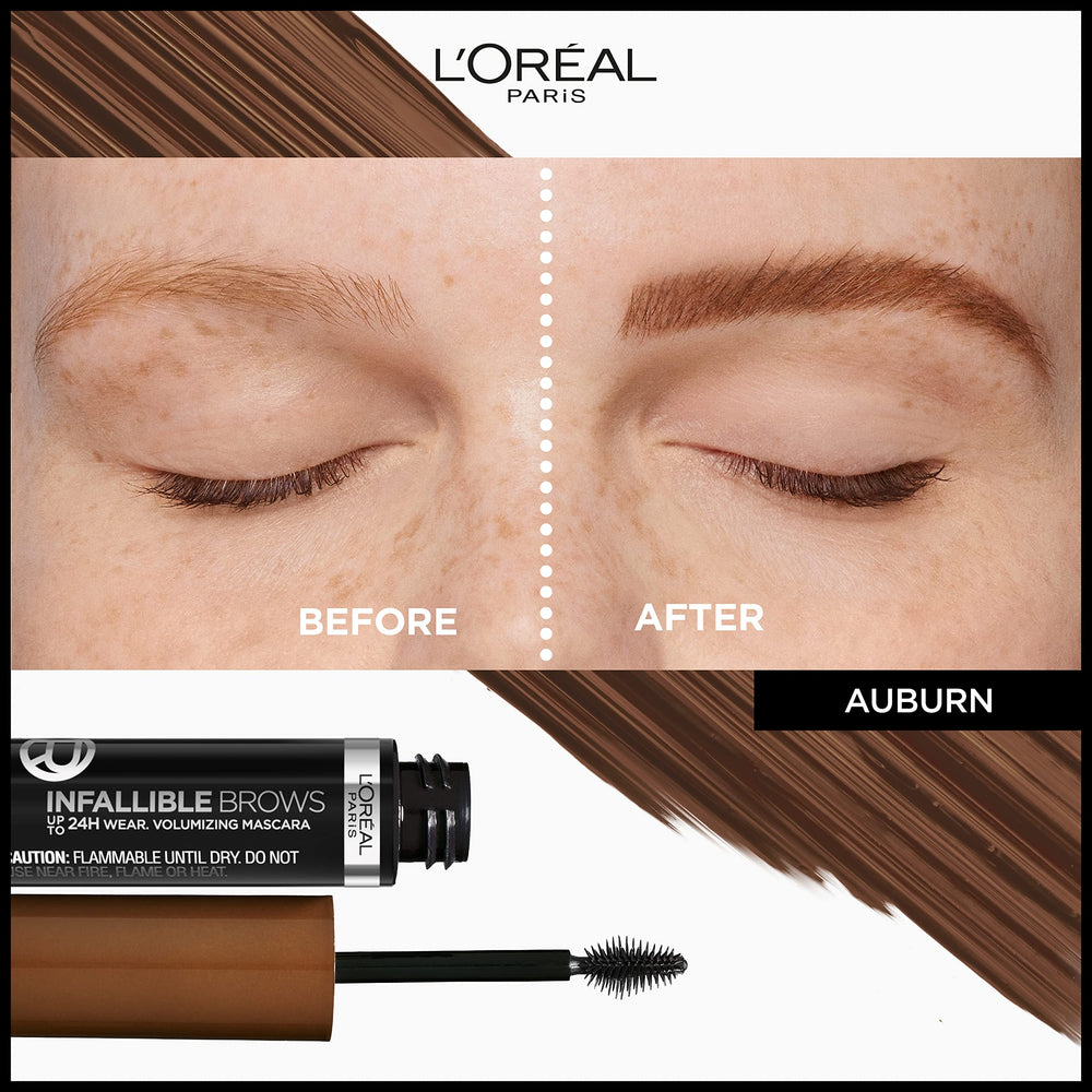 L'Oreal Paris swiped auburn stroke on paper demonstrating rich tint and coverage benefit