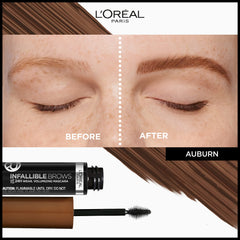 L'Oreal Paris swiped auburn stroke on paper demonstrating rich tint and coverage benefit
