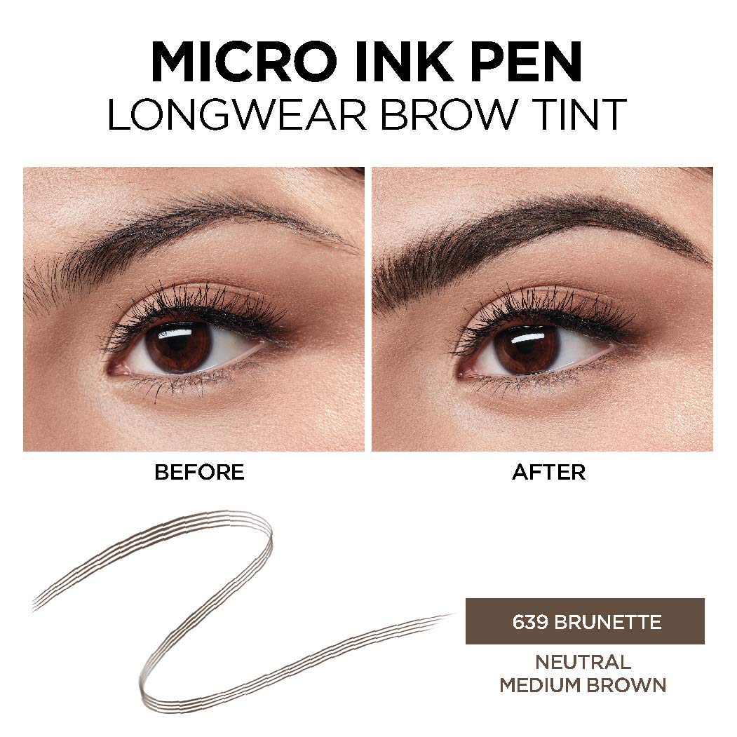 L'Oreal Paris micro ink pen applying to eyebrow for defined natural look