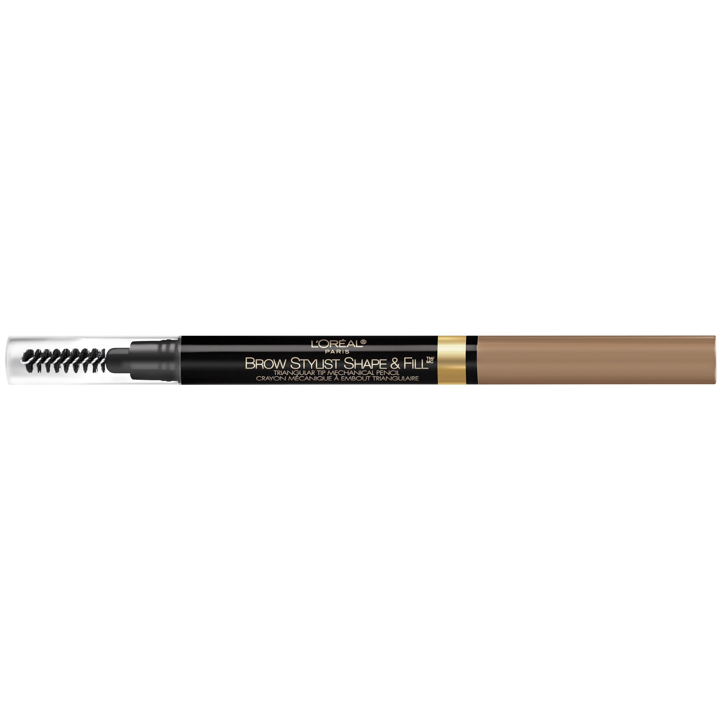 L'Oreal Paris brow pencil on vanity with mirror illustrating everyday styling routine