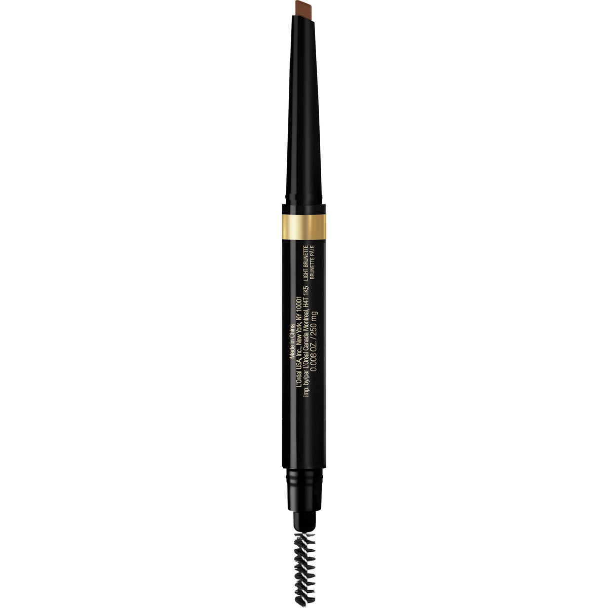 L'Oreal Paris front packaging showing the eyebrow pencil for clear product ID and portability