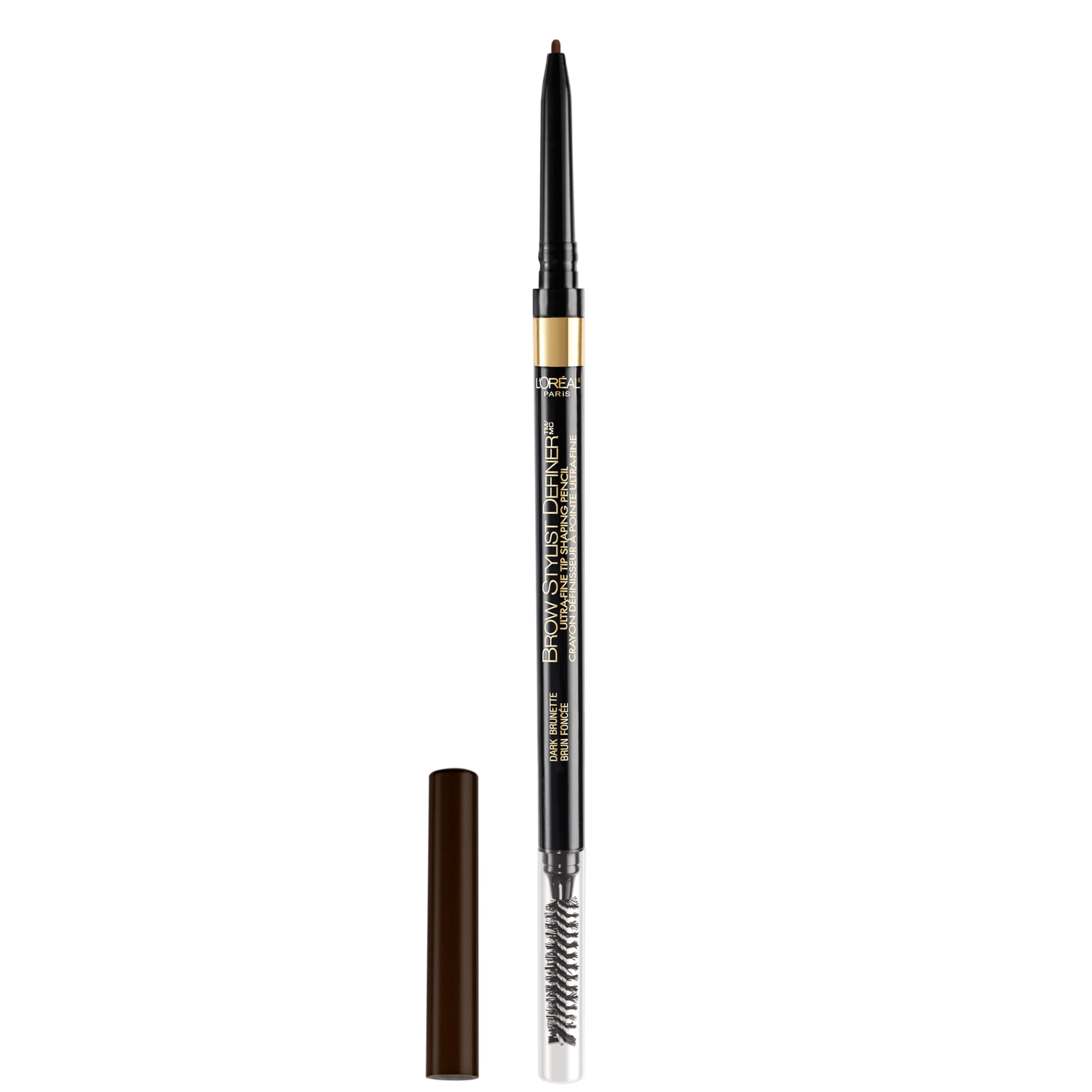 L'Oreal Paris brow stylist front view showing sleek pencil, easy storage benefit