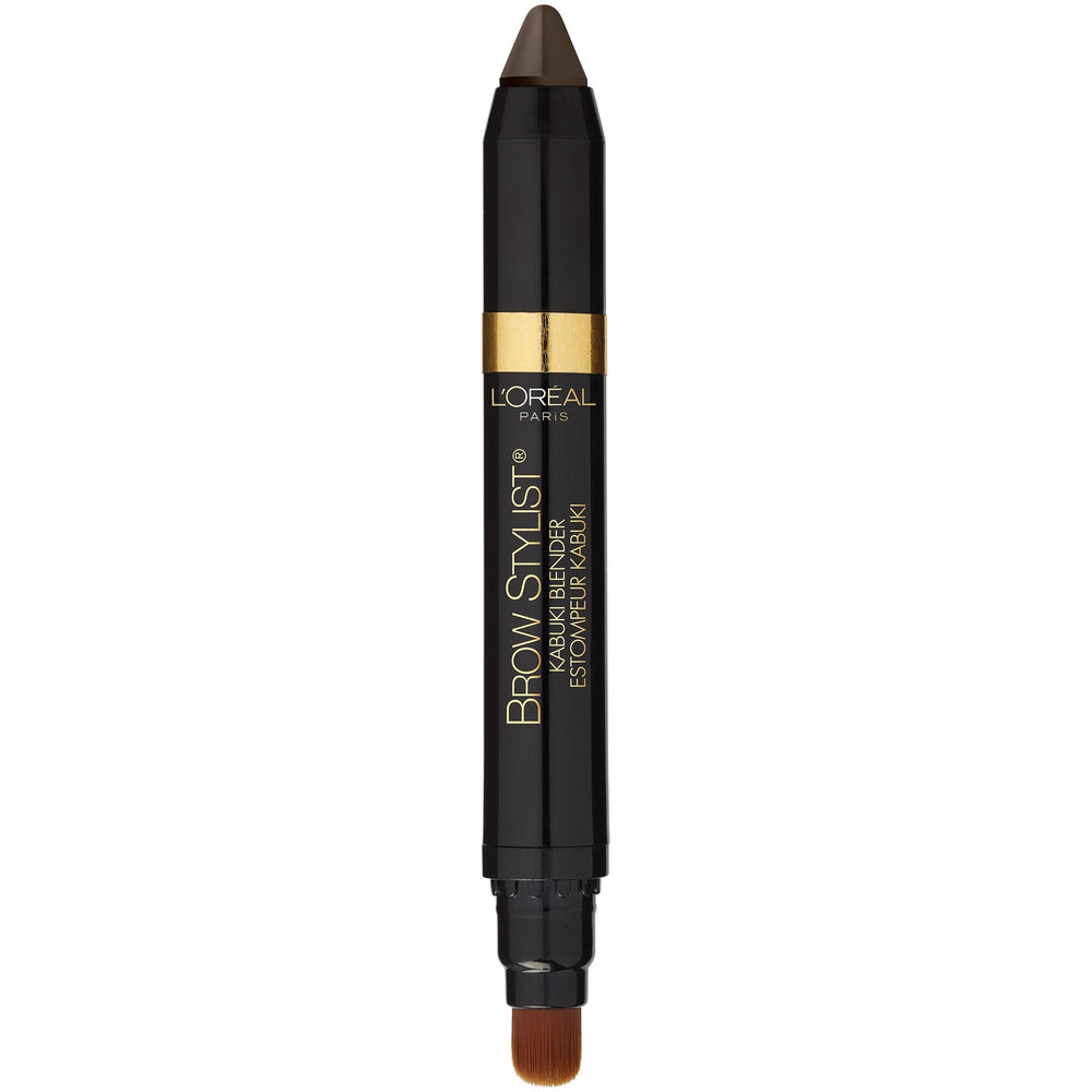 L'Oreal Paris brow crayon in use on model showing blended natural brow benefit