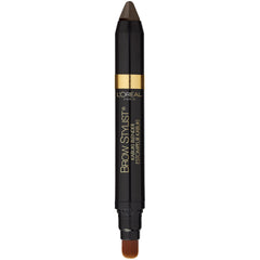 L'Oreal Paris brow crayon in use on model showing blended natural brow benefit