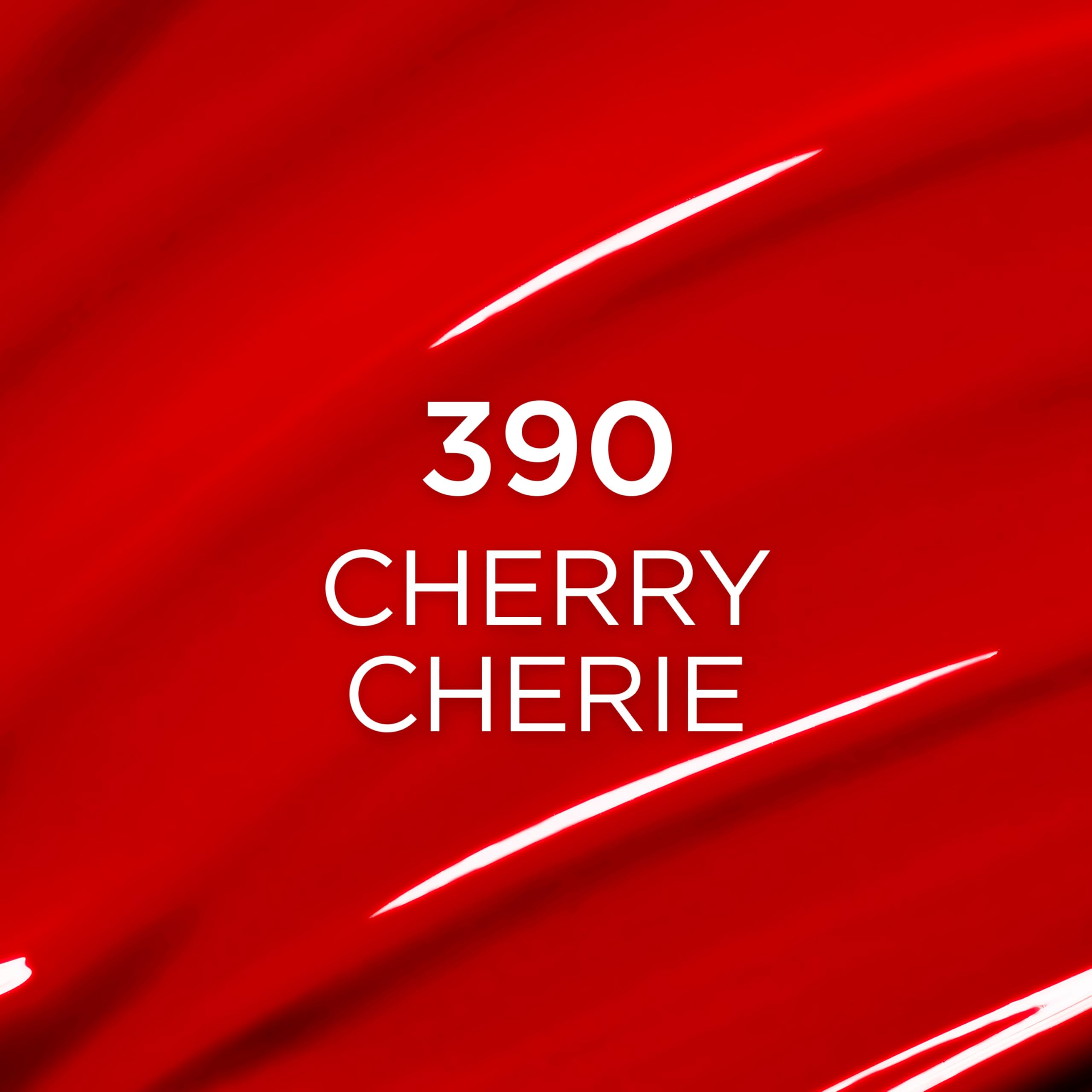 L'Oreal Paris Cherry Cherie swiped on lips showing hydrated, plumper-looking benefit