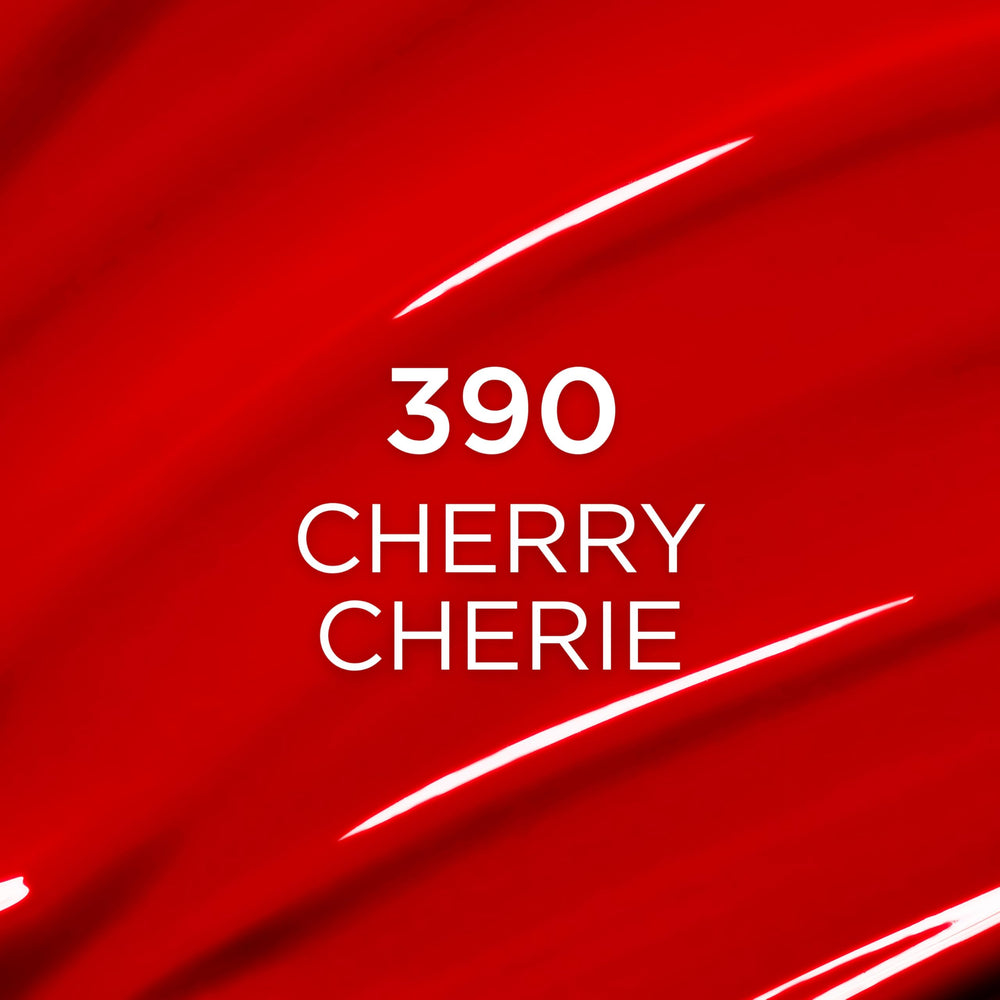 L'Oreal Paris Cherry Cherie swiped on lips showing hydrated, plumper-looking benefit