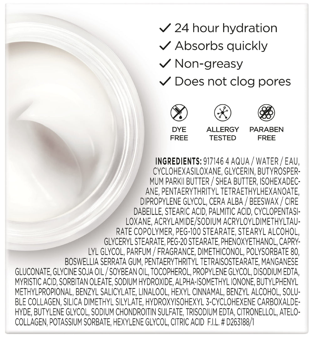 L'Oreal Paris application on chest and face demonstrating targeted hydration benefit