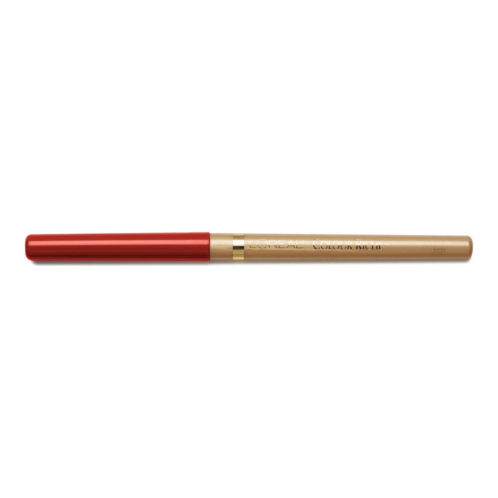 L'Oreal Paris Always Red lip liner front view shows true red and precise tip