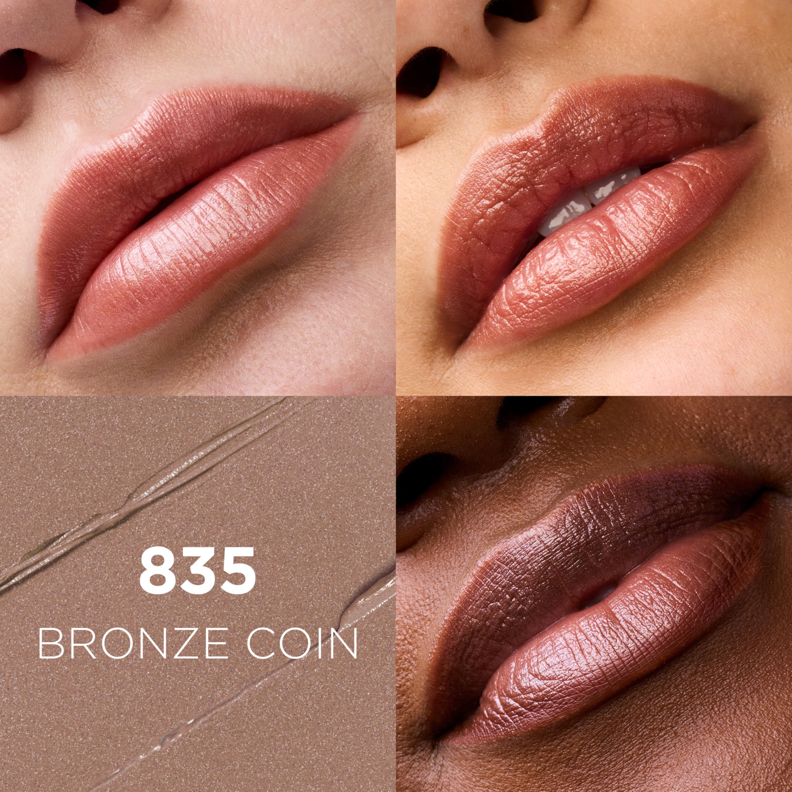 L'Oreal Paris Colour Riche open bullet revealing creamy Bronze Coin texture and rich pigment