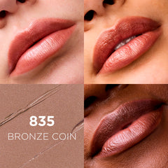 L'Oreal Paris Colour Riche open bullet revealing creamy Bronze Coin texture and rich pigment