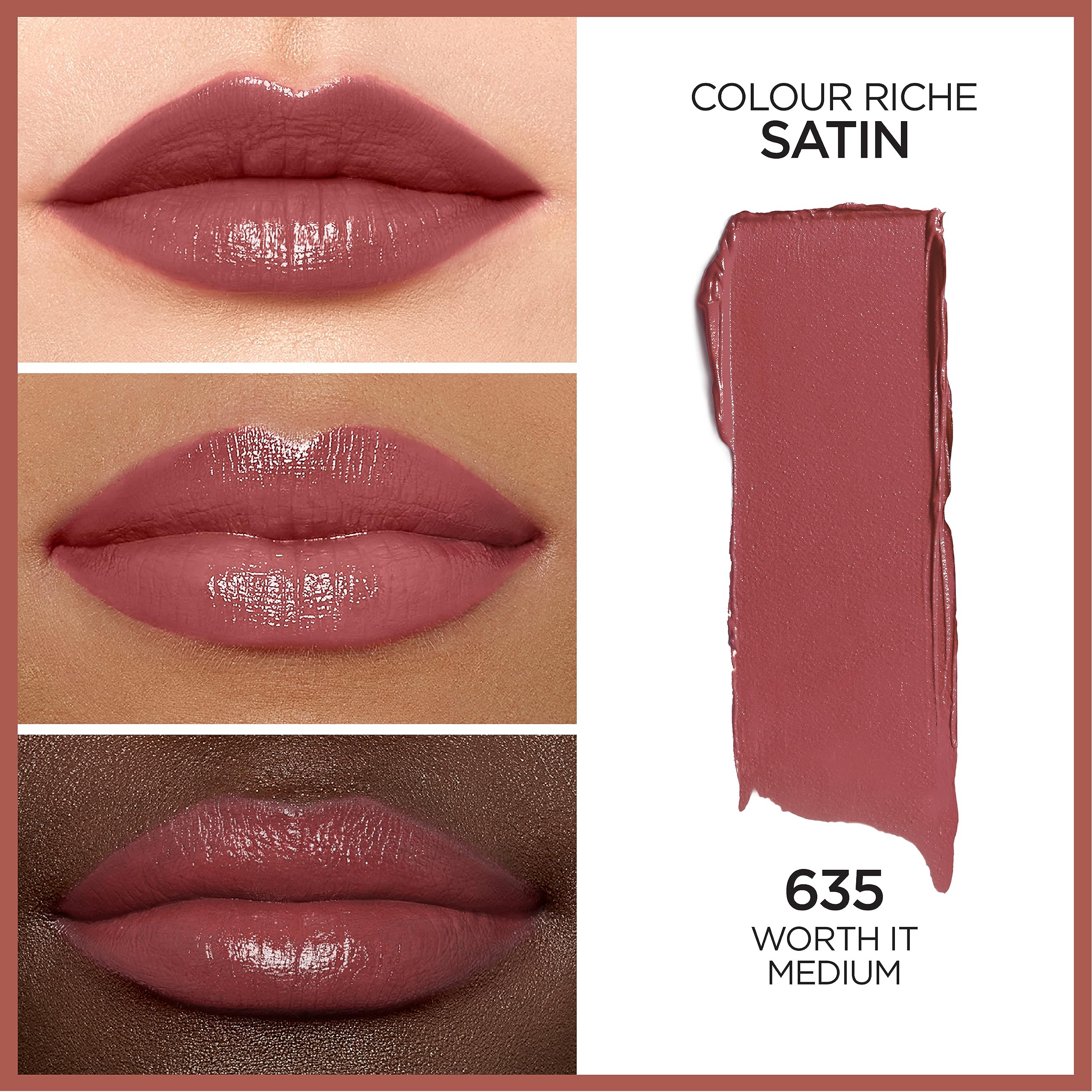 L'Oreal Paris angled bullet close-up highlighting creamy satin texture for smooth application