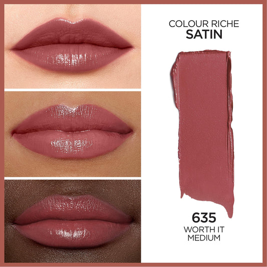 L'Oreal Paris angled bullet close-up highlighting creamy satin texture for smooth application