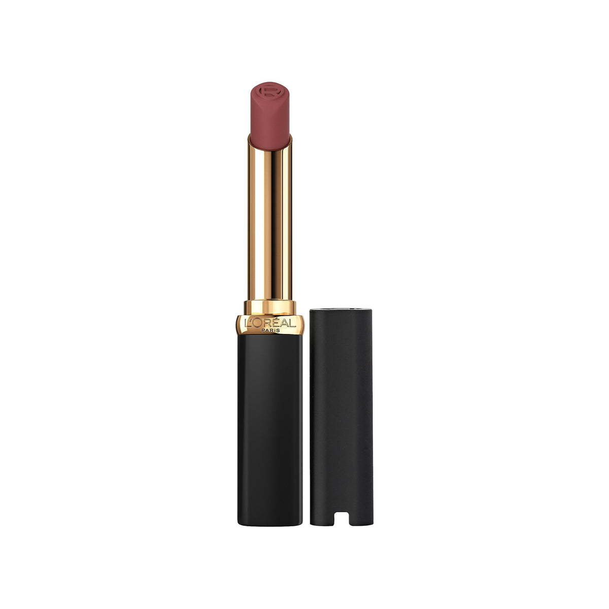 L'Oreal Paris lipstick front packaging showing elegant matte tube and label benefit