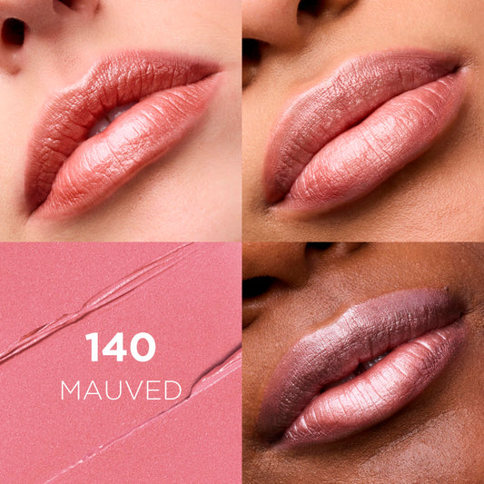 L'Oreal Paris lipstick bullet close-up revealing creamy mauve texture and smooth application